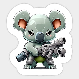 Armored Angry Koala Holding a Riffle Sticker